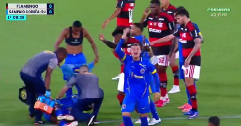 Flamengo The Campeonato Carioca - Shocking images: player suffers seizure during match against Flamengo